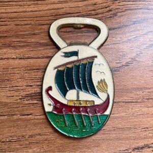 Unique Bronze & Enamel Sailing Ship Bottle Opener